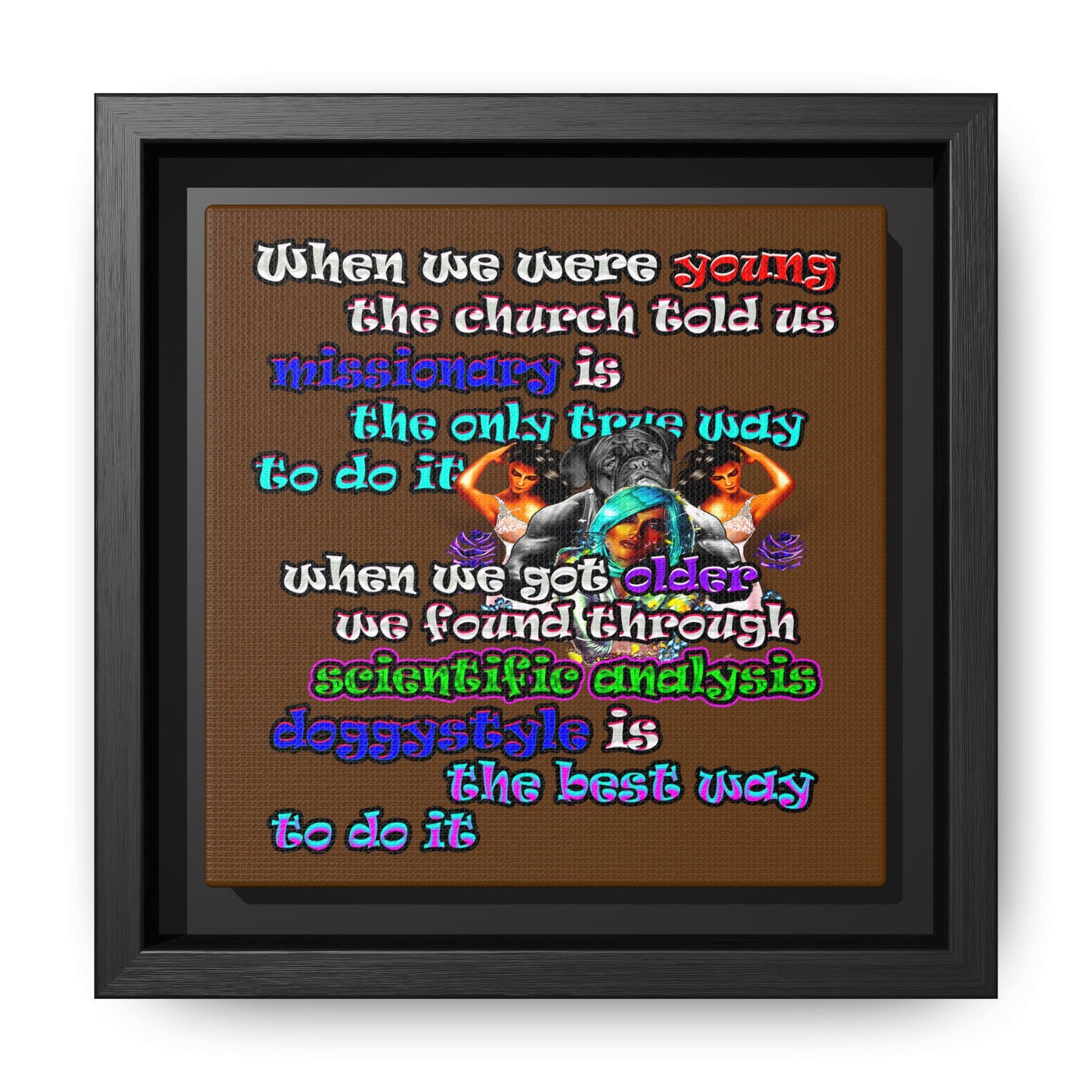 doggystyle - framed canvas art (brown)