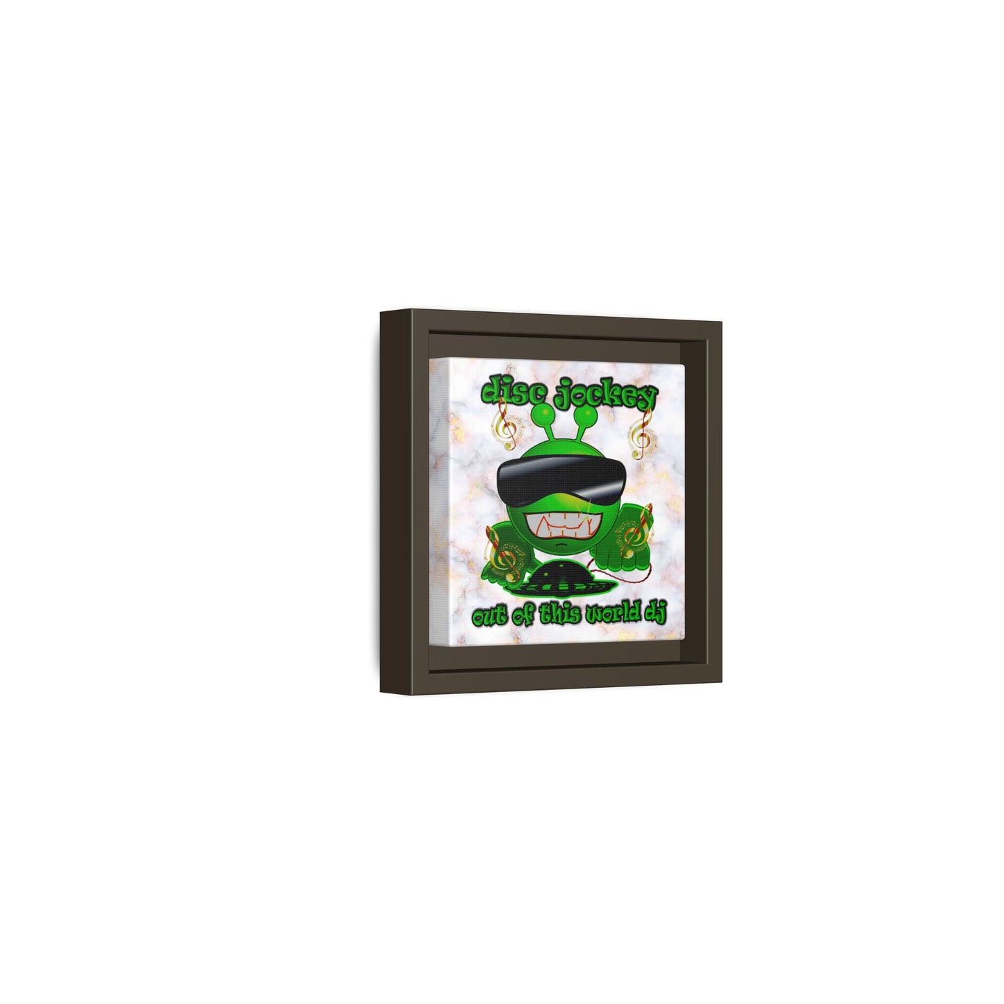disc jockey - framed canvas art (white marble)