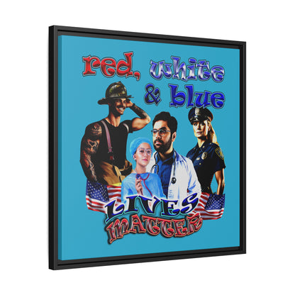 rw&b lives matter - framed canvas art (turquoise)