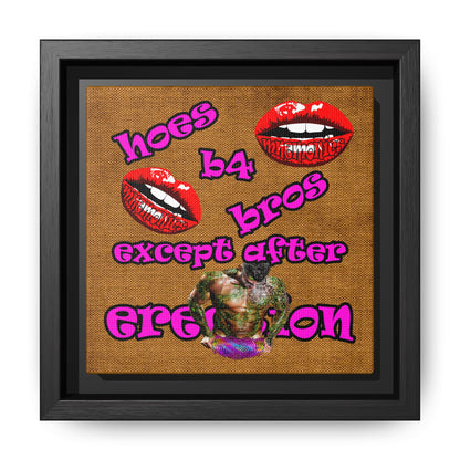 hoes b4 bros - framed canvas art (brown papyrus)