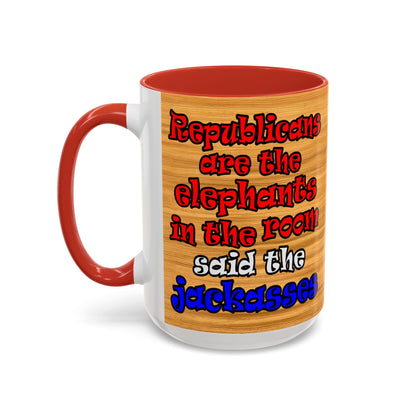 donkeys and elephants - Accent Mug (butterscotch wood finish)