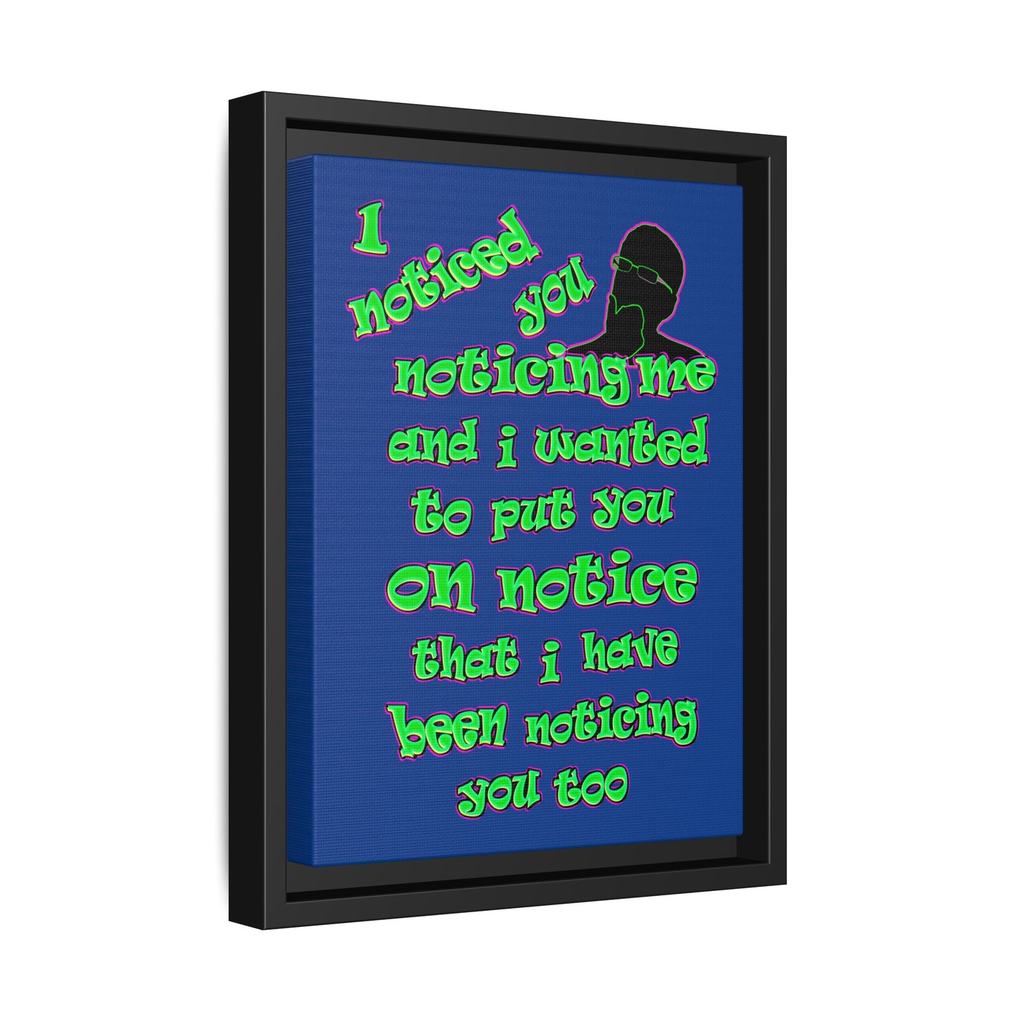 noticed you noticing - framed canvas art (dark blue)