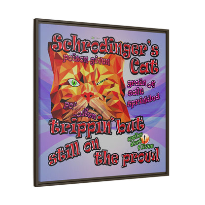 schrodinger's cat - framed canvas art (light blue-pink wave)