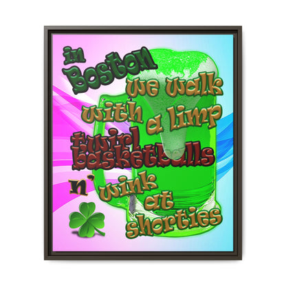 celtics logo - framed canvas art (light blue-pink wave)