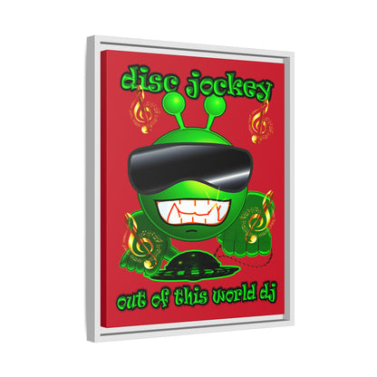 disc jockey - framed canvas art (dark red)