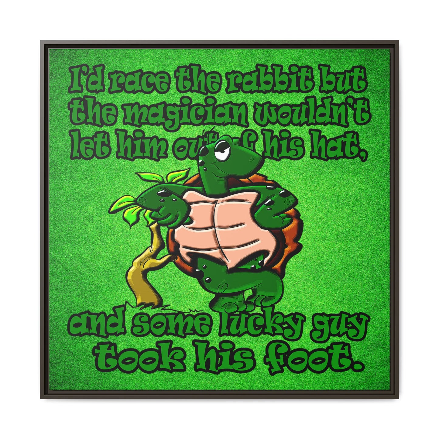 turtle race - framed canvas art (green turf)