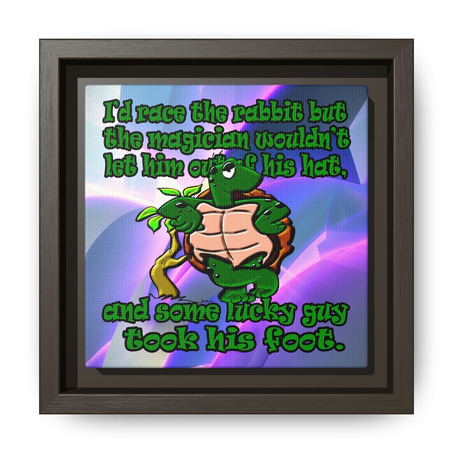turtle race - framed canvas art (grey-pink wave)