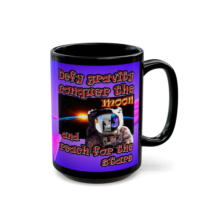 defy conquer reach - Black Mug (purple-pink wave)