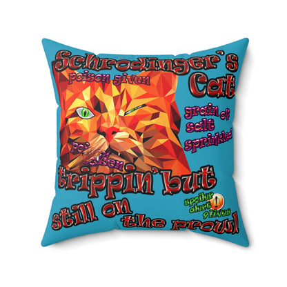 schrodinger's cat - Faux Suede Square Pillow - (turquoise)