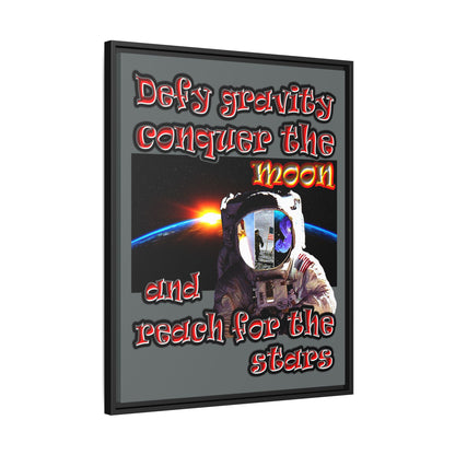 defy conquer reach - framed canvas art (dark grey)