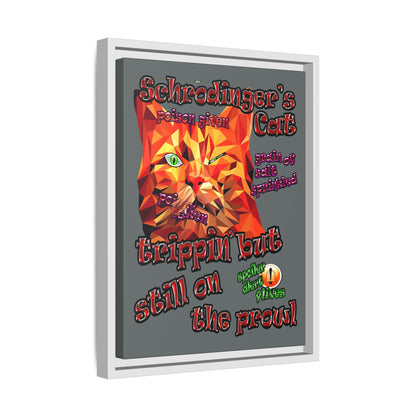 schrodinger's cat - framed canvas art (dark grey)