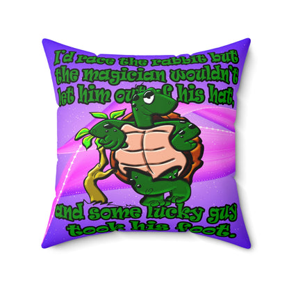 turtle race - Spun Polyester Square Pillow - (purple-pink wave)