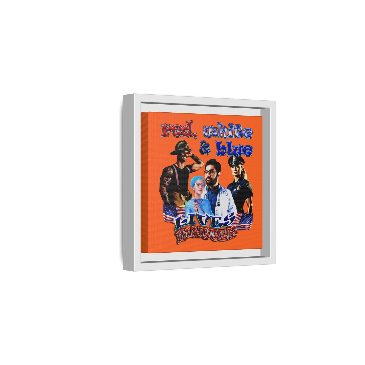 rw&b lives matter - framed canvas art (orange)