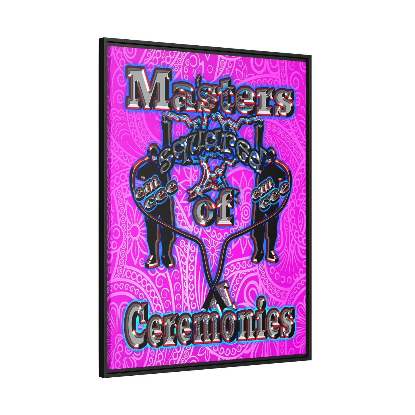 em cee squared - framed canvas art (pink swirl)