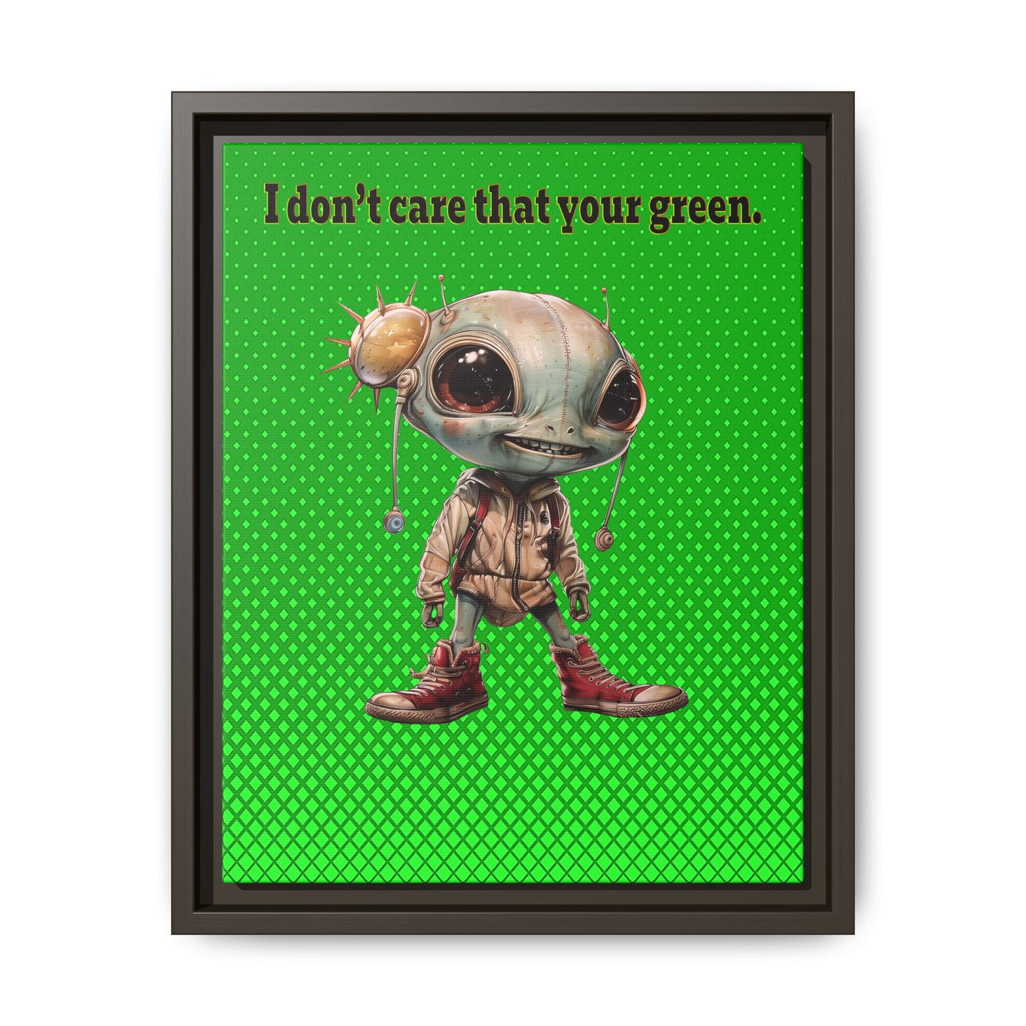 I don't care that your green - framed canvas art (logo green)