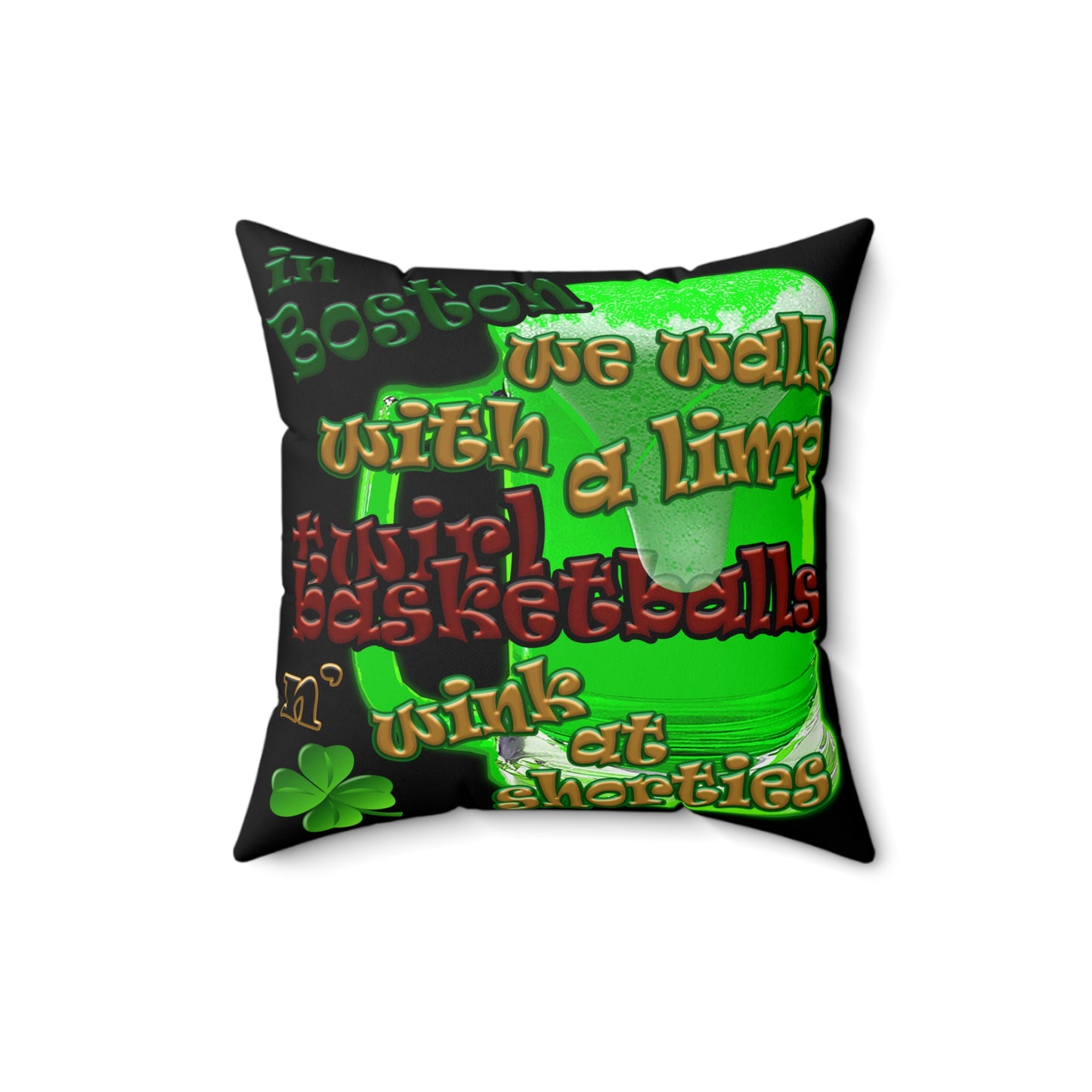 celtics logo - Spun Polyester Square Pillow - (black)