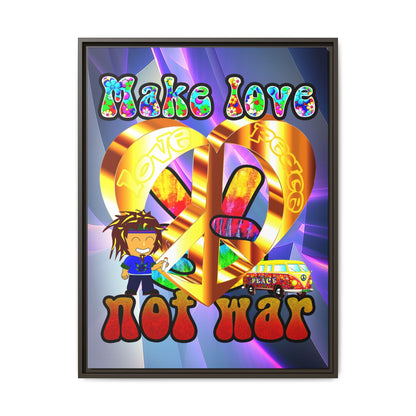 love peace - framed canvas art (grey-pink wave)