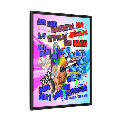 drop the beat - framed canvas art (light blue-pink wave)