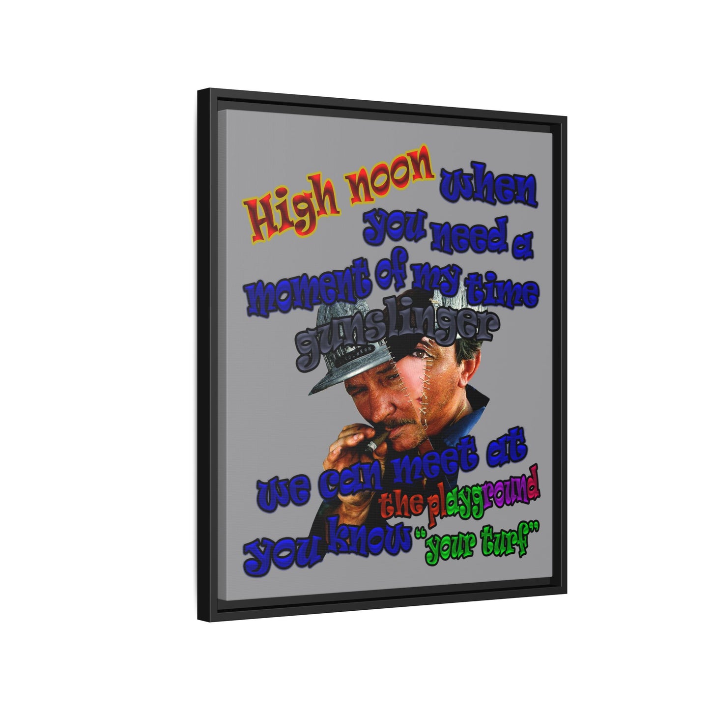 high noon - framed canvas art (grey)