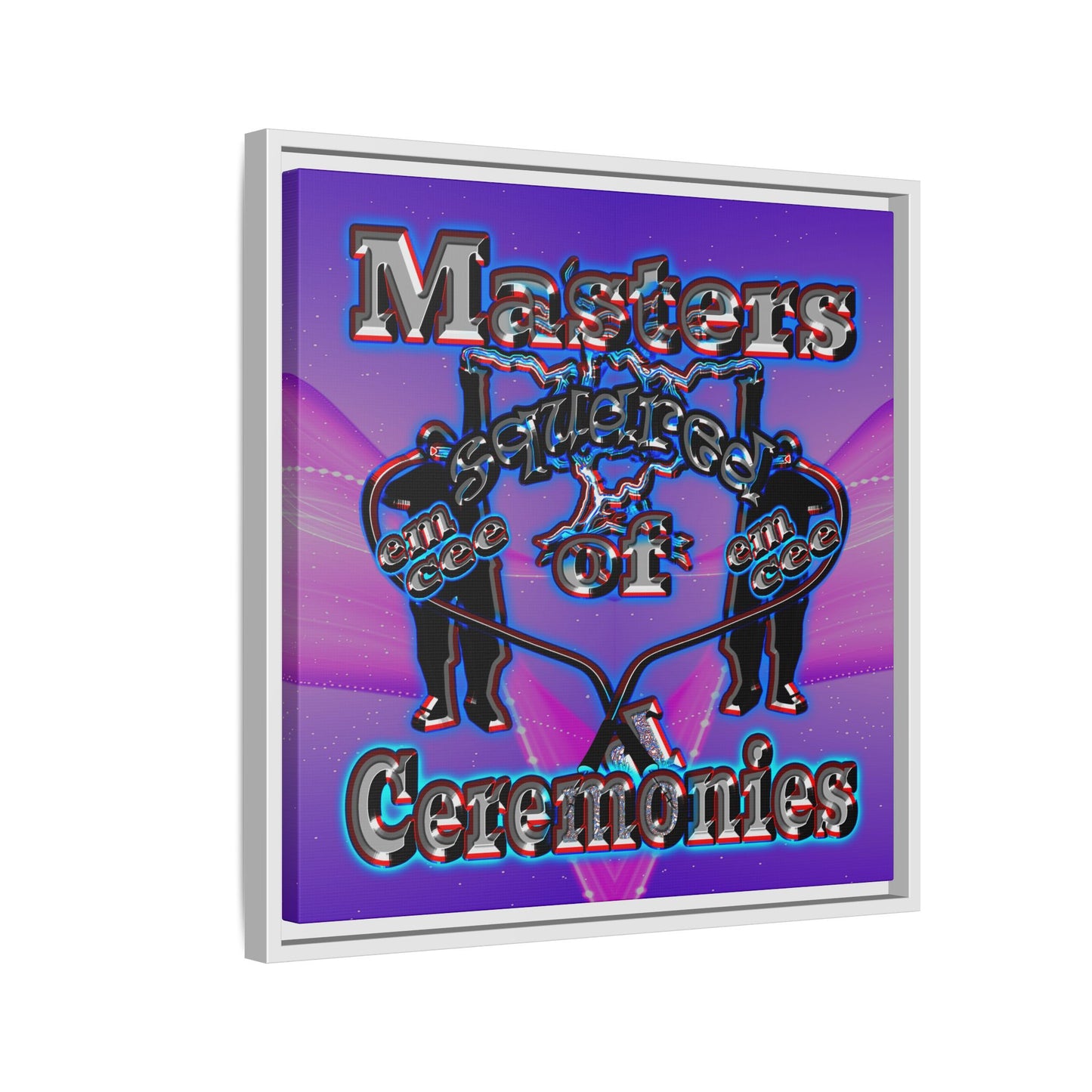 em cee squared - framed canvas art (purple-pink wave)