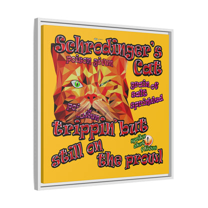 schrodinger's cat - framed canvas art (yellow)