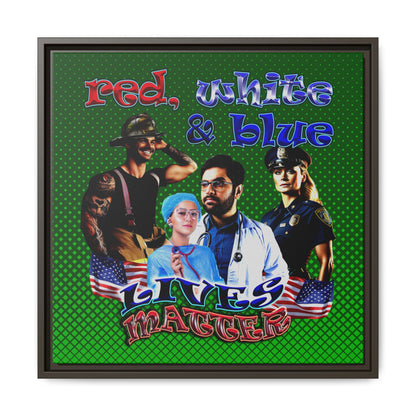 rw&b lives matter - framed canvas art (logo green)