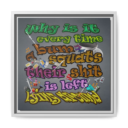 the bum's shit - framed canvas art (grey-light grey)