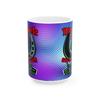 my luck - White Mug (purple wave)