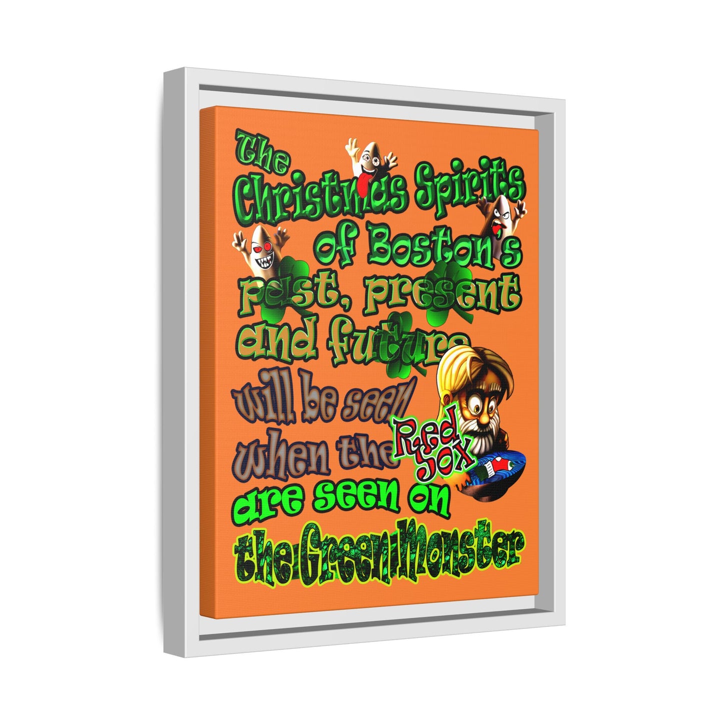 christmas spirits of boston - framed canvas art (crusta)