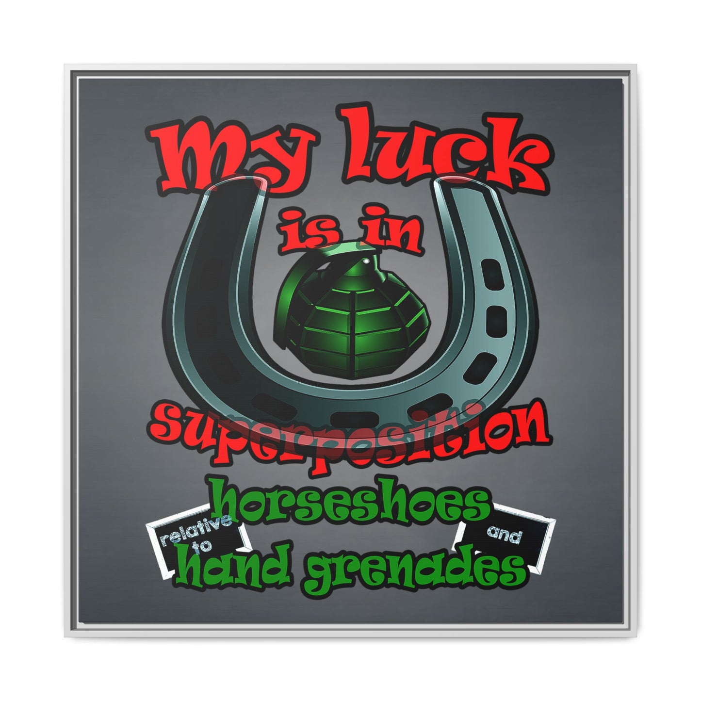 my luck - framed canvas art (grey-light grey)