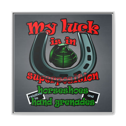 my luck - framed canvas art (grey-light grey)