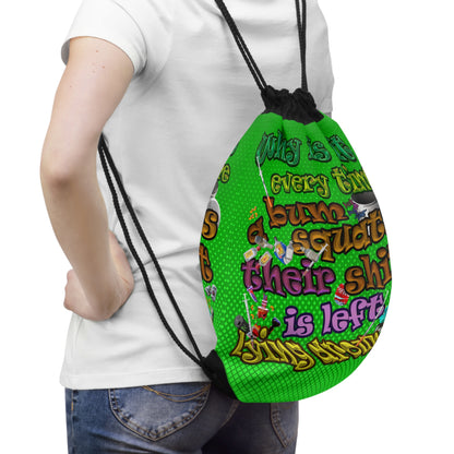 the bum's shit - Drawstring Bag (logo green)