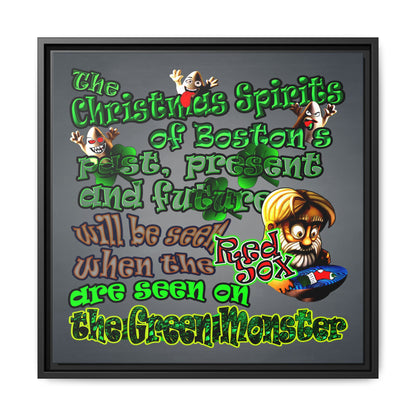 christmas spirits of boston - framed canvas art (grey-light grey)