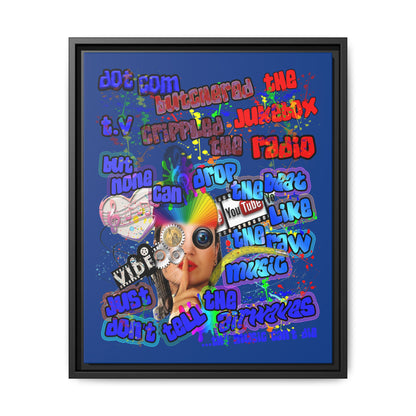 drop the beat - framed canvas art (dark blue)