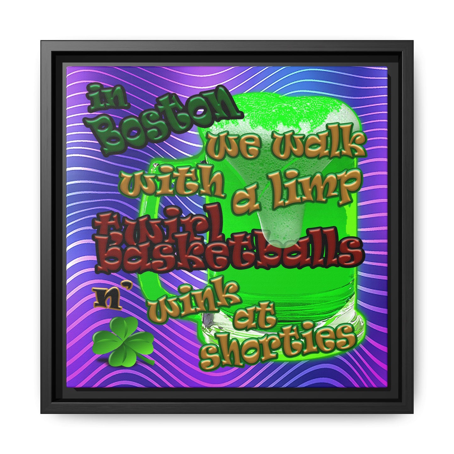 celtics logo - framed canvas art (purple wave)