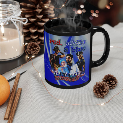 rw&b lives matter - Black Mug (blue-white wave)