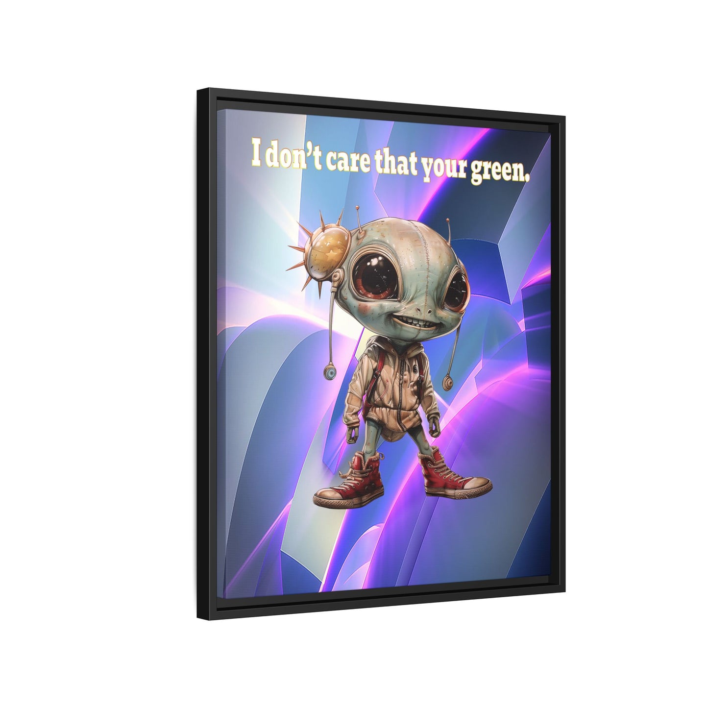 I don't care that your green - framed canvas art (grey-pink wave)