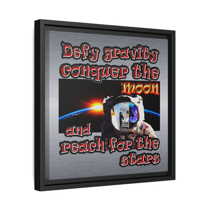 defy conquer reach - framed canvas art (brushed nickel)