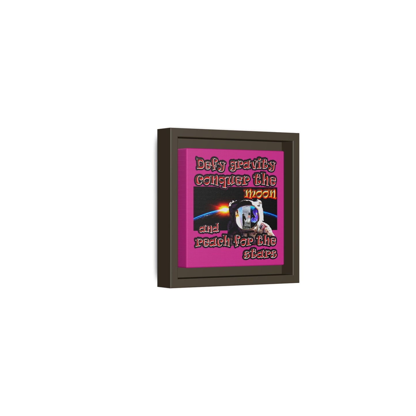 defy conquer reach - framed canvas art (pink)