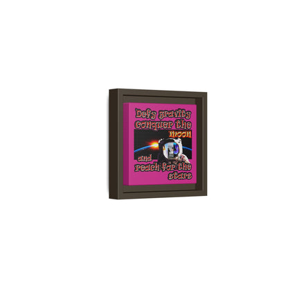 defy conquer reach - framed canvas art (pink)