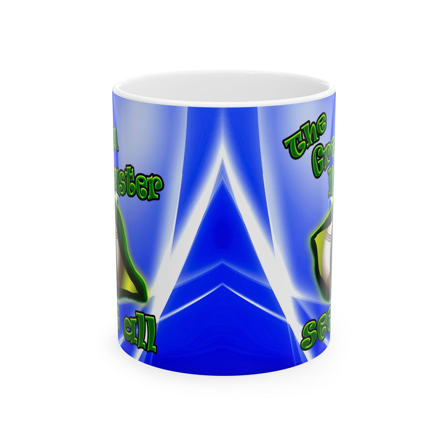 green monster - White Mug (blue-white wave)