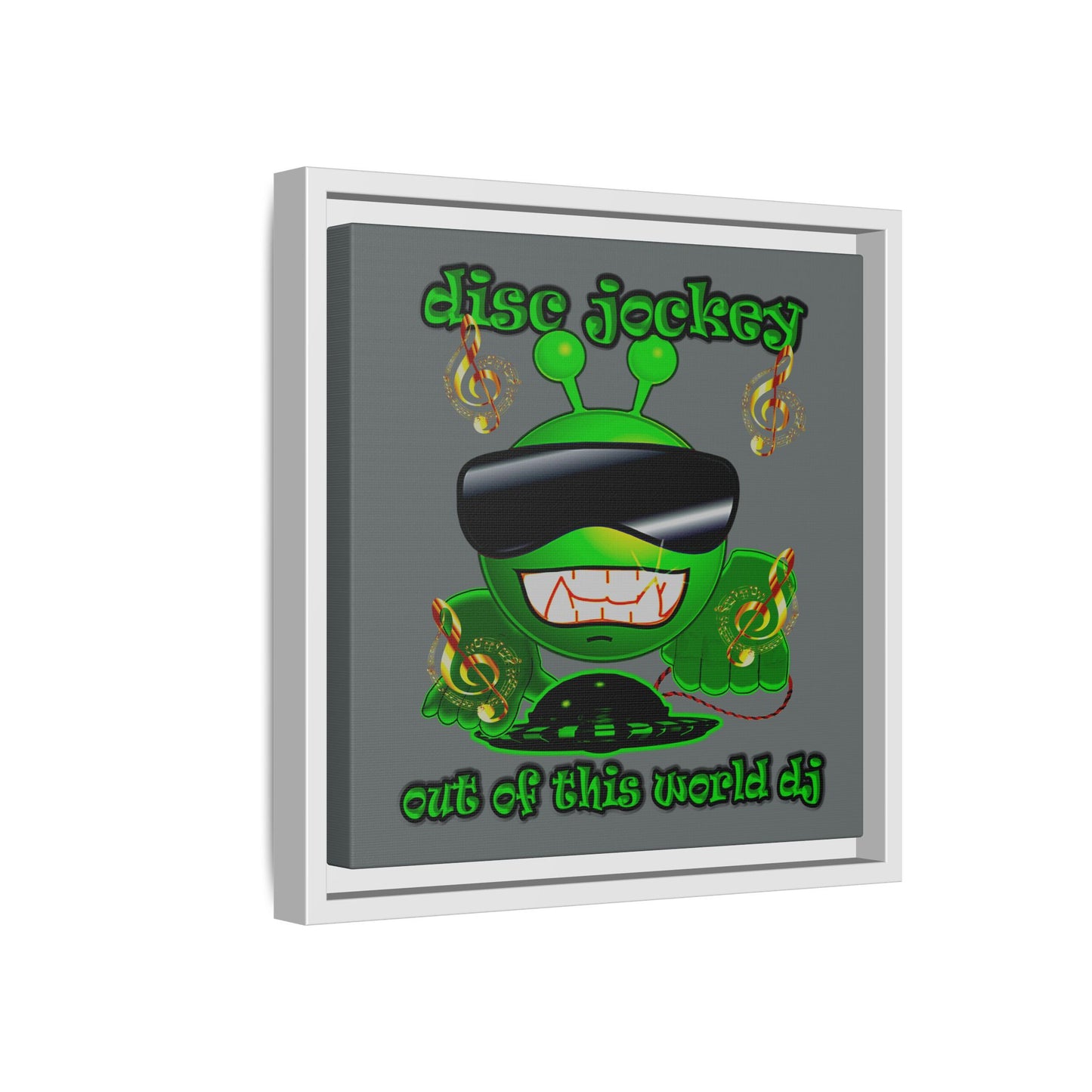 disc jockey - framed canvas art (dark grey)