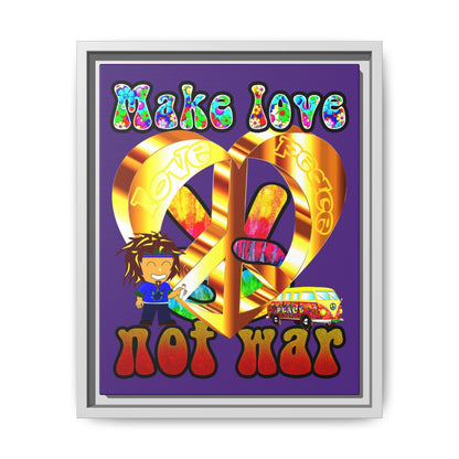 love peace - framed canvas art (purple)