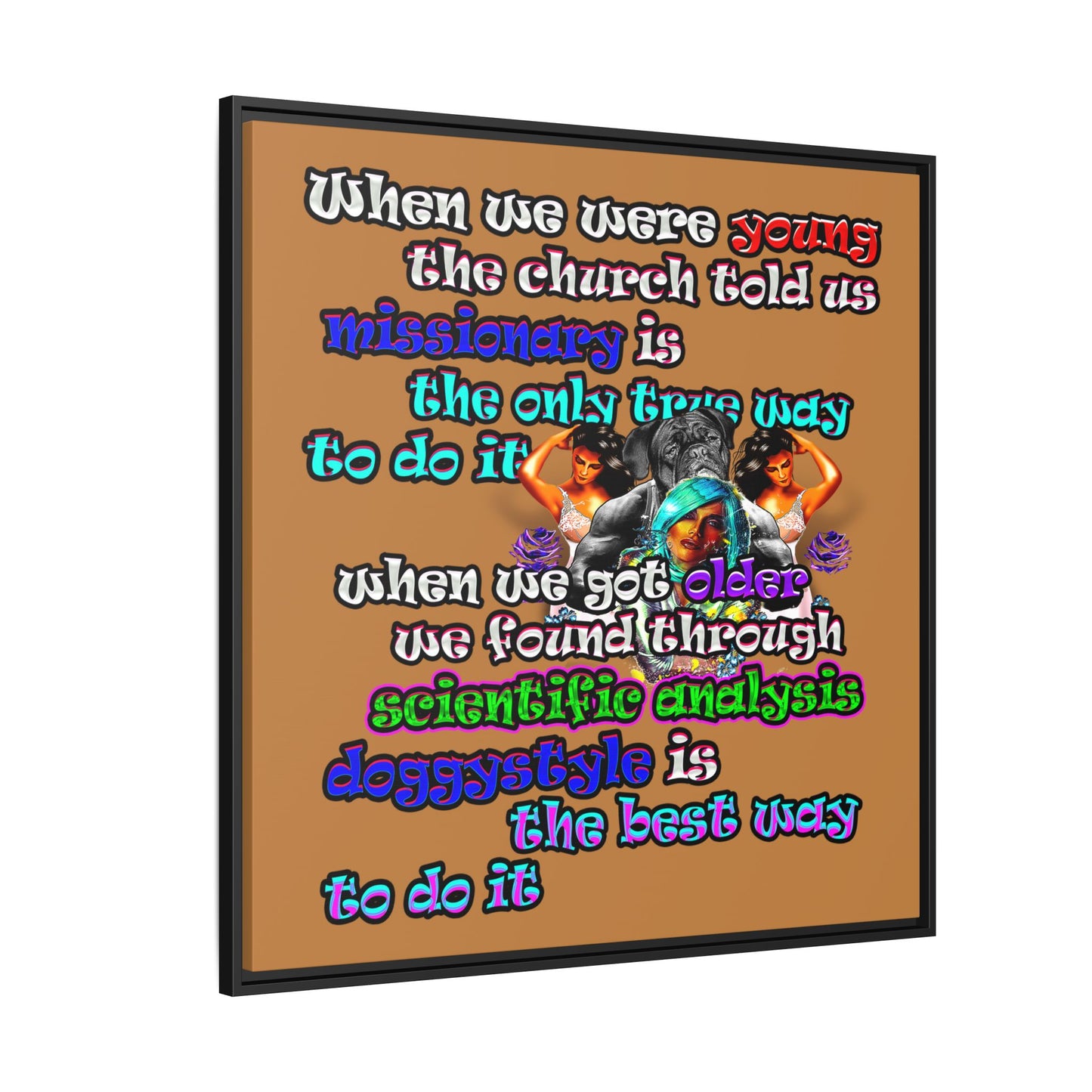 doggystyle - framed canvas art (light brown)