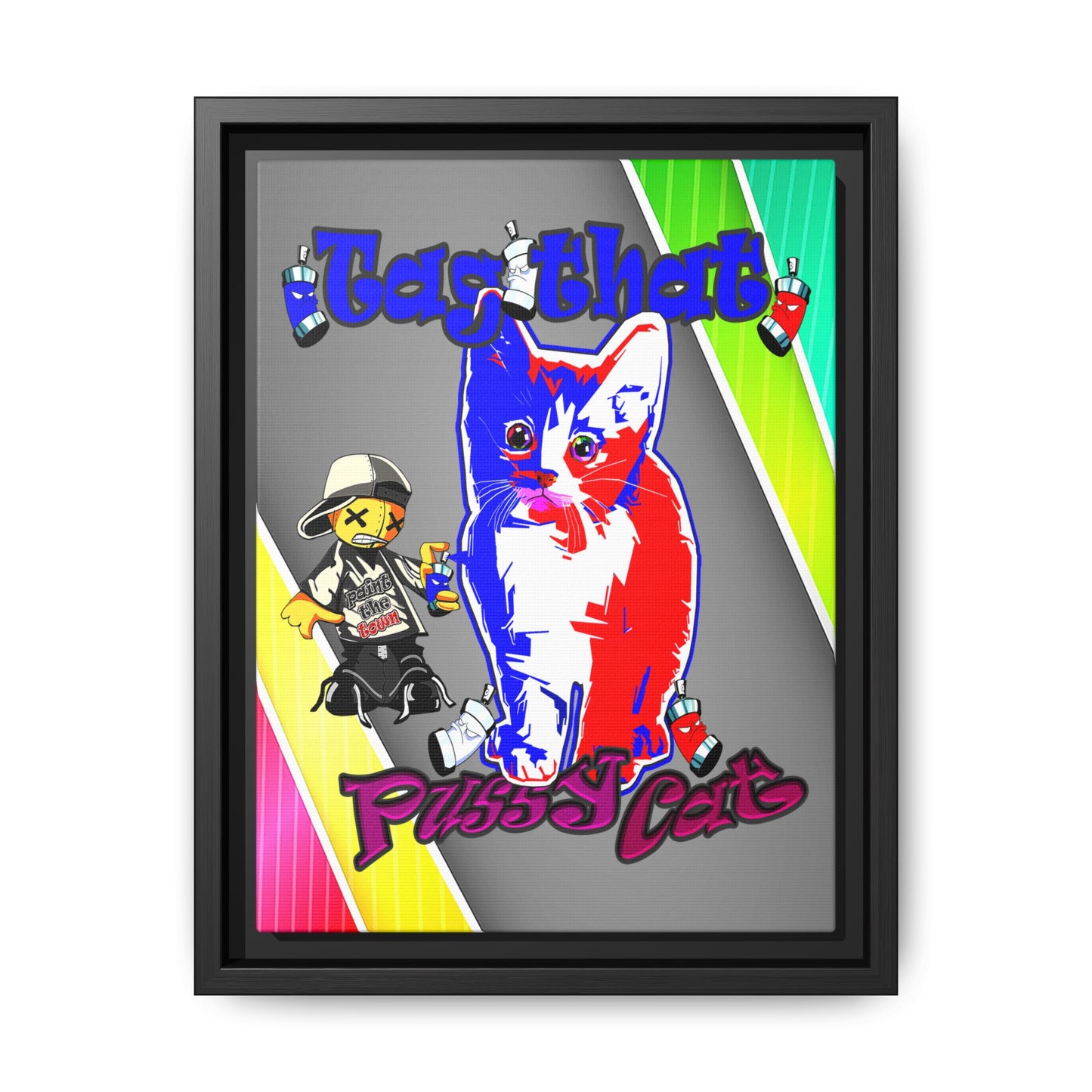 tag that - framed canvas art (rainbow split)