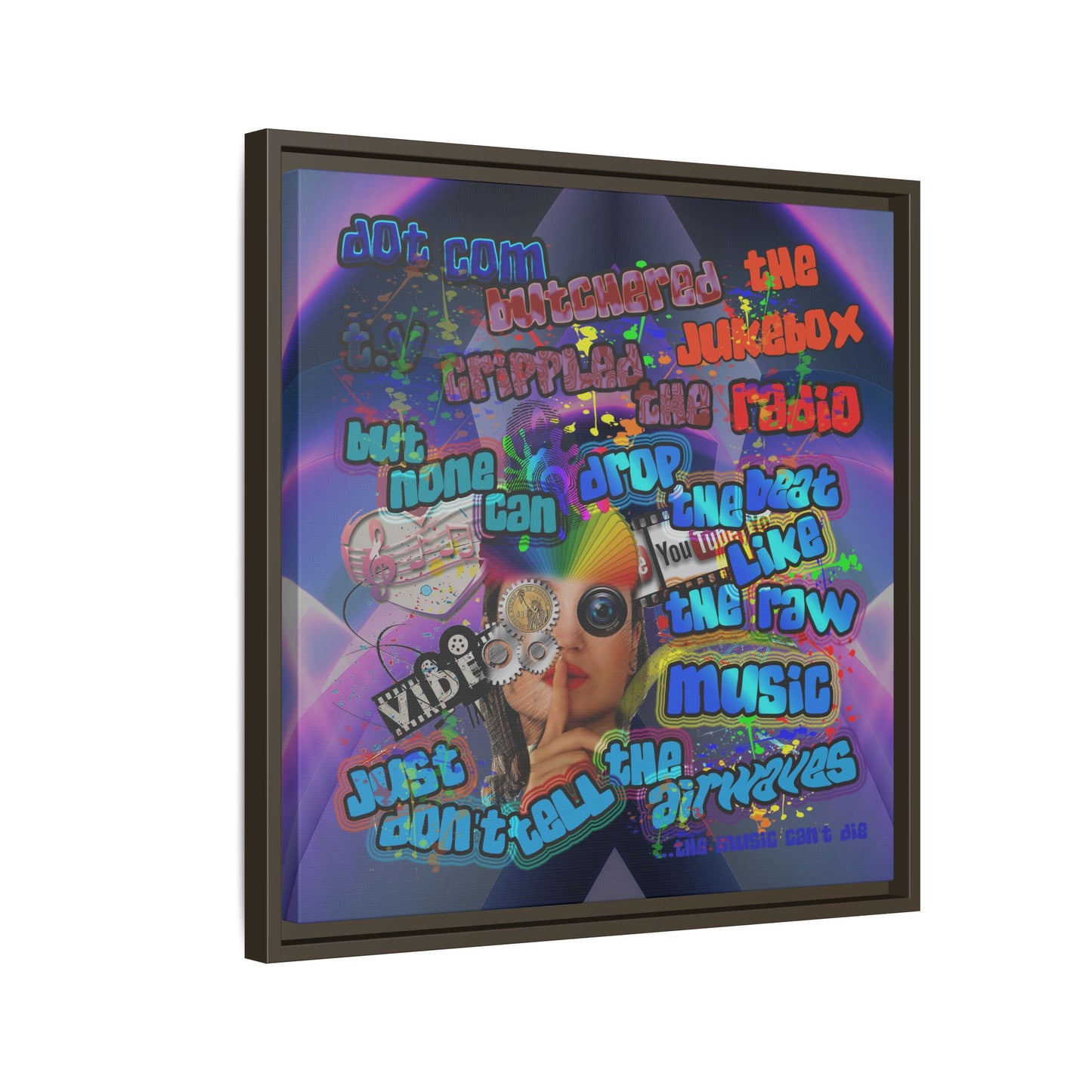drop the beat - framed canvas art (grey-pink wave)