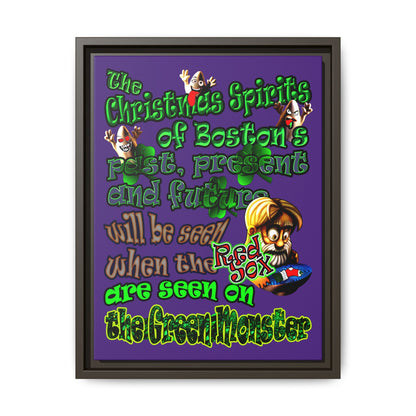 christmas spirits of boston - framed canvas art (purple)