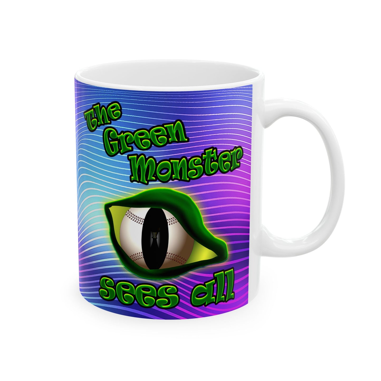 green monster - White Mug (purple wave)