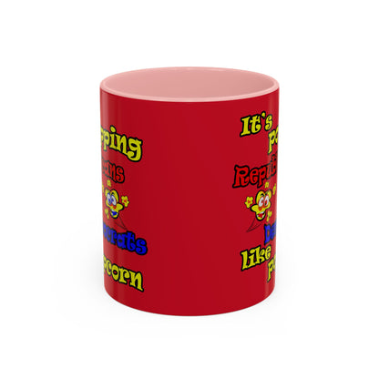 popping like popcorn - Accent Mug (dark red)