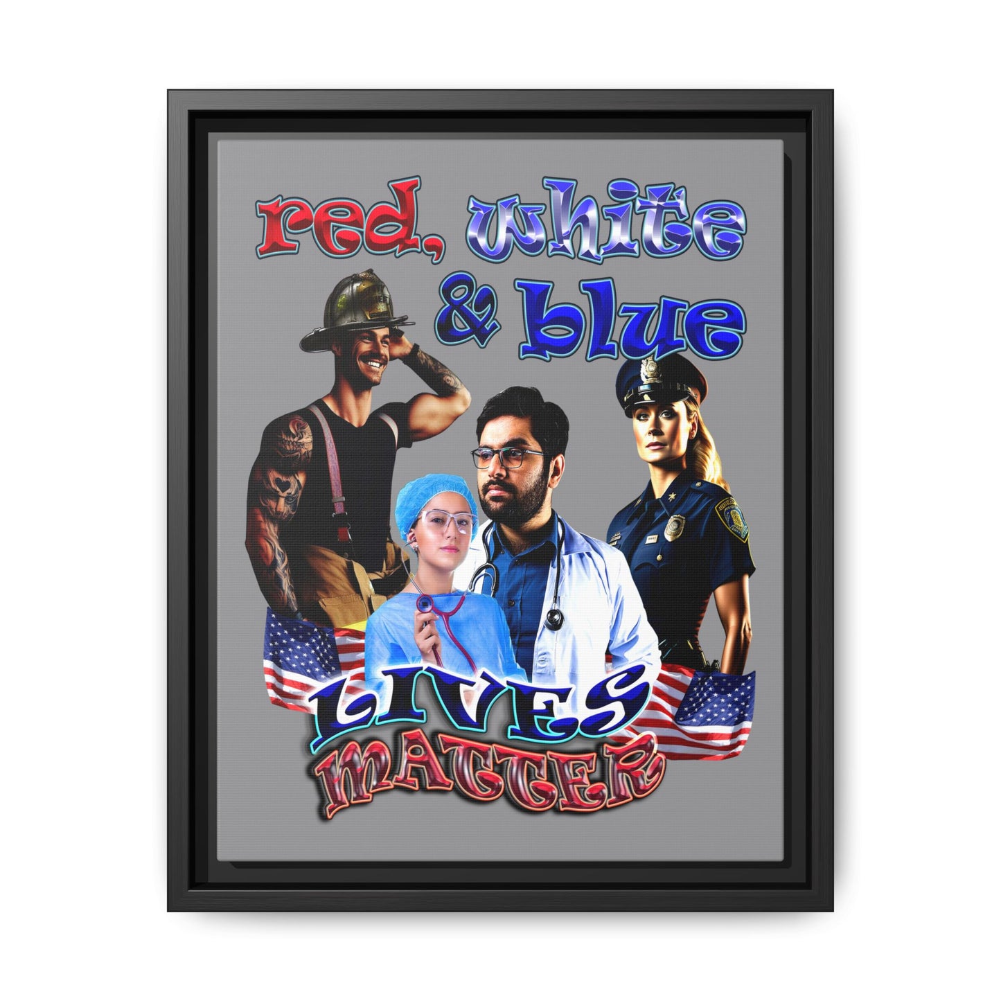 rw&b lives matter - framed canvas art (grey)